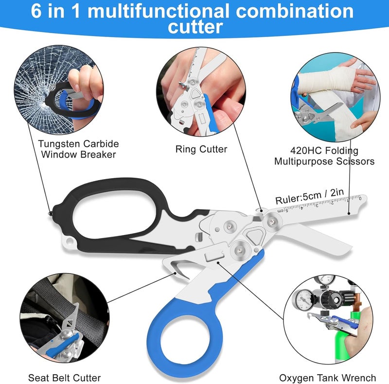 Lemasa 6in1 trauma shears - emergency responders, outdoor emergencies scissor, medical staff, and outdoor camping scissors, ttrauma scissors (blue-black) - Image 3